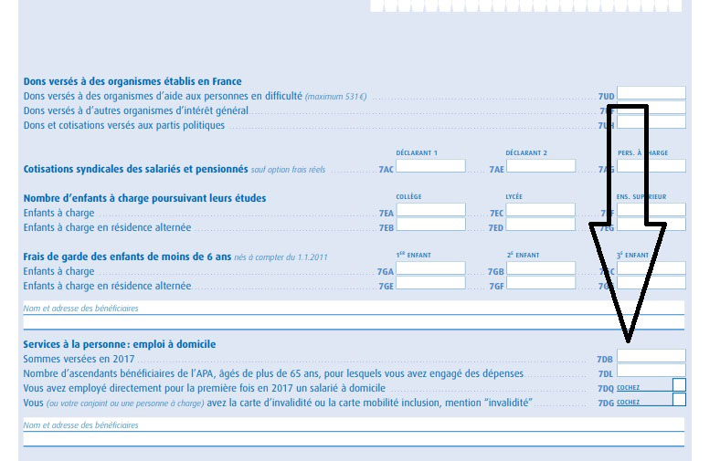 credit d'impots, case 7df ou 7db